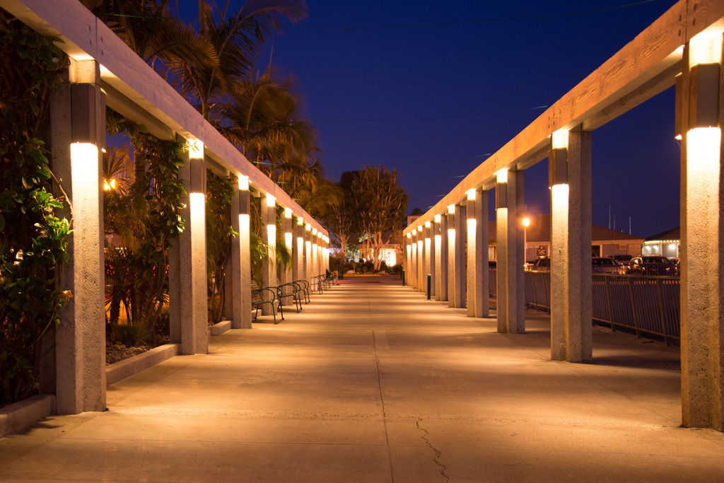 Lighted Walkway At Night by stray_shooter