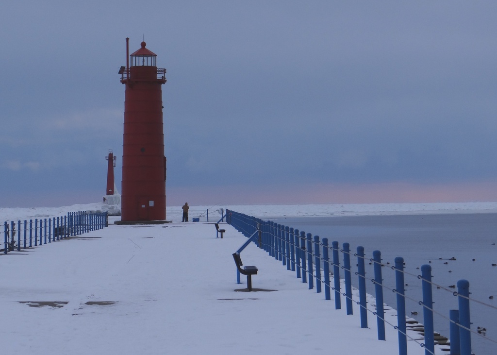 Muskegon Channel going out to frozen Lake Michigan by annepann