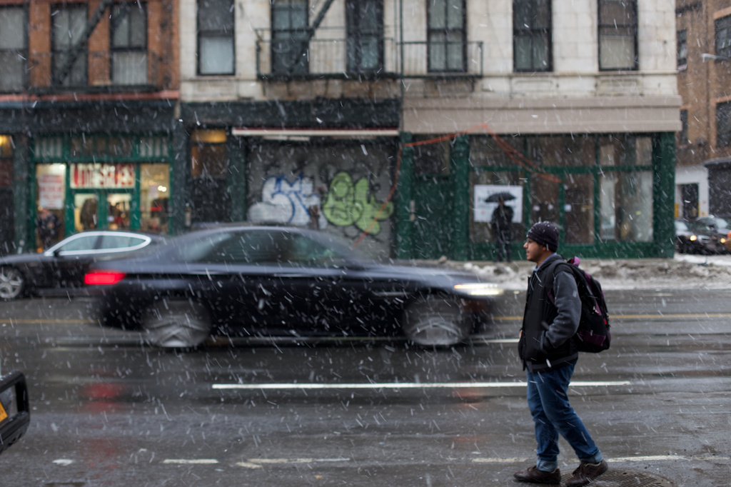 NYC on a snowy day by jyokota