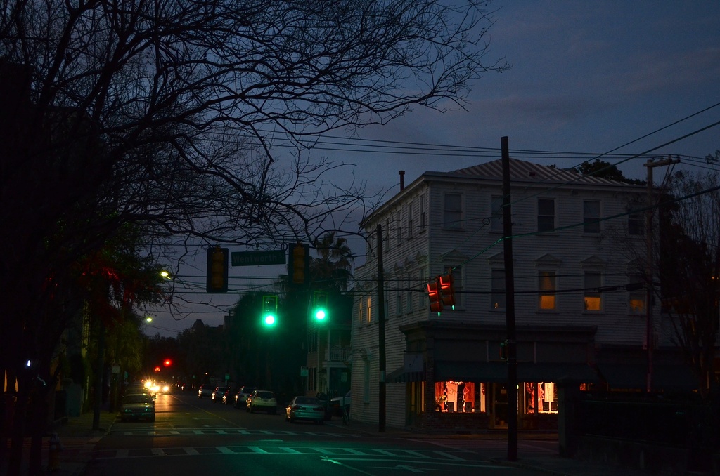 A recent early evening street scene during a walk in the historic district, Charleston, SC by congaree