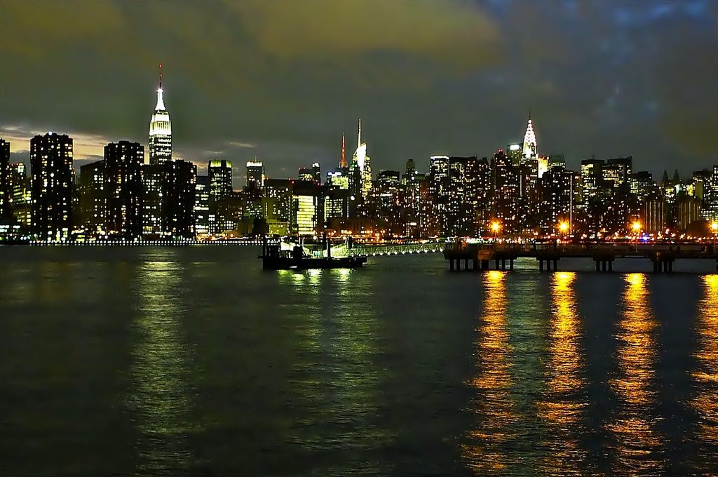 Midtown and the East River at dusk (color) by soboy5