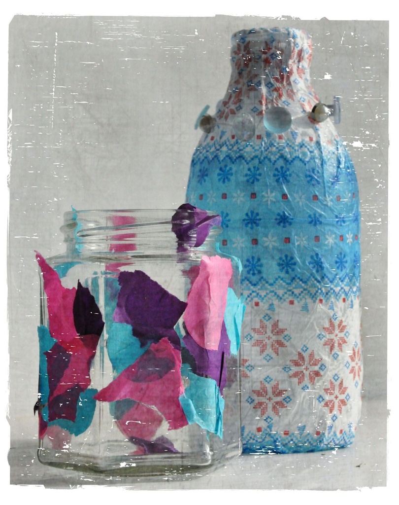 Decorated bottle and jar  by overalvandaan