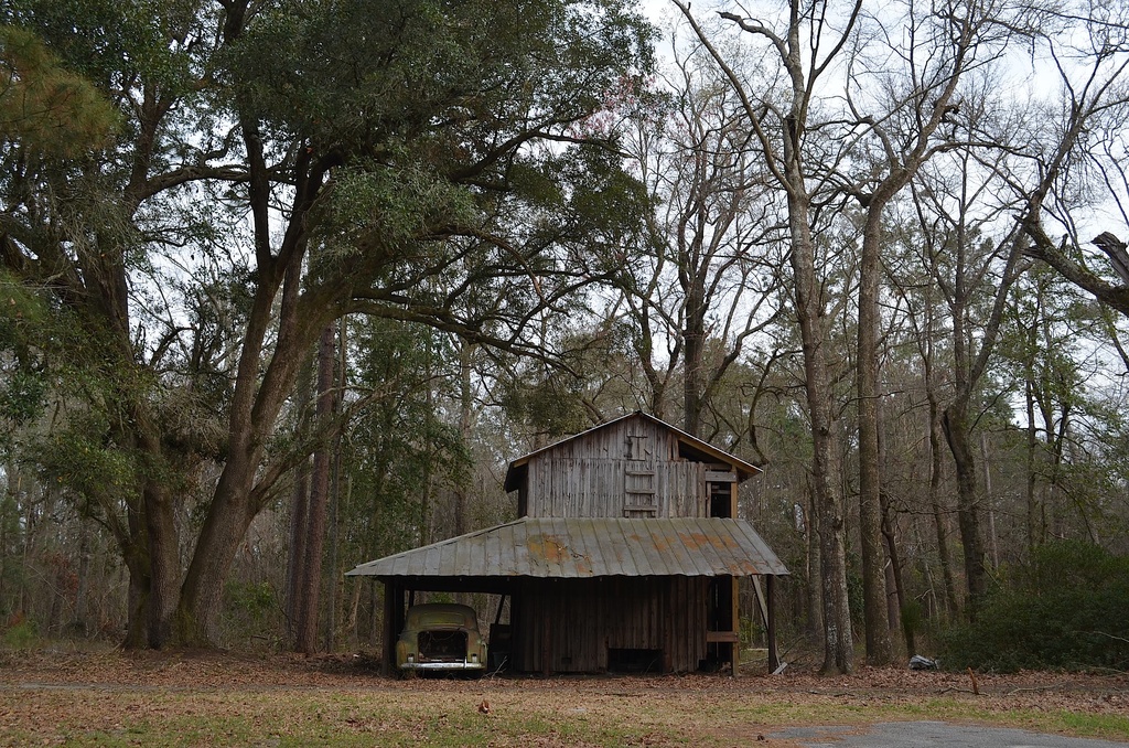 Abandoned car and barn, Dorchester County, SC by congaree
