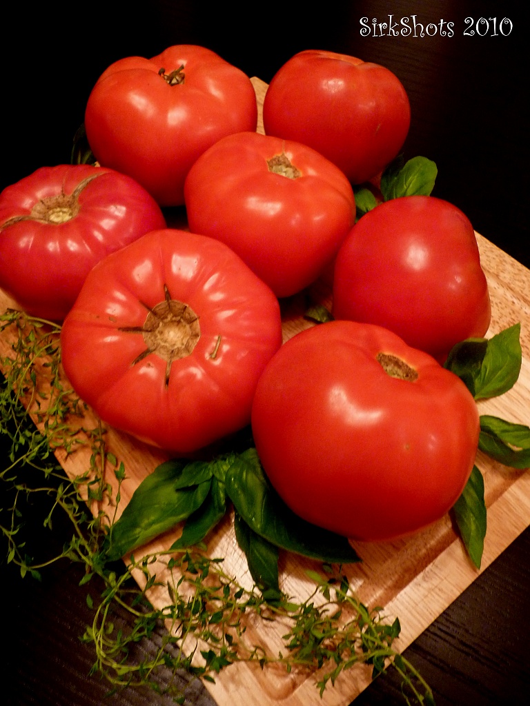 Tomatoes, Basil and Thyme by peggysirk