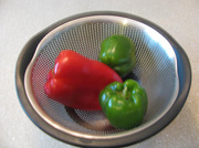 3rd Apr 2014 - Red and Green Peppers in a Colander