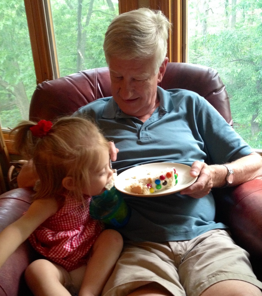 Stealing Grandpa's birthday cake on his birthday  by mdoelger