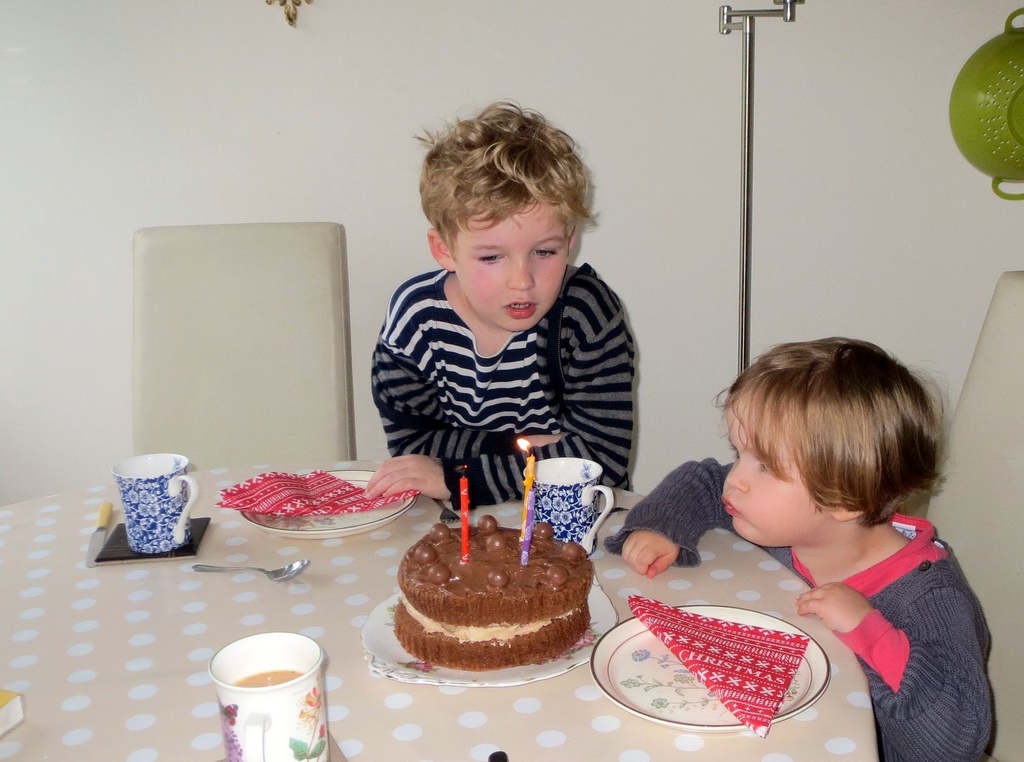 Amandine celebrating her third birthday a second time. by foxes37
