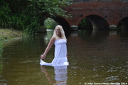 25th Aug 2014 - Girl in white dress by bridge 