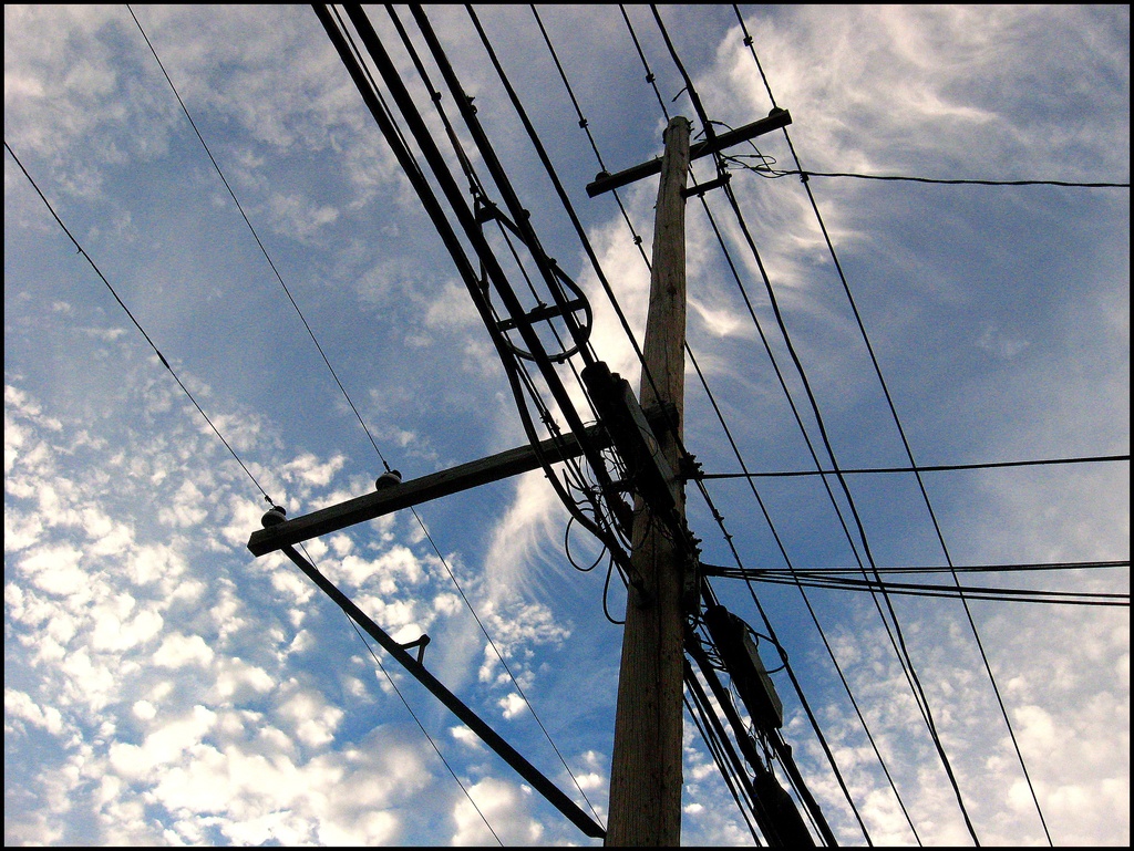 Abstract Wires and Pretty Clouds by olivetreeann