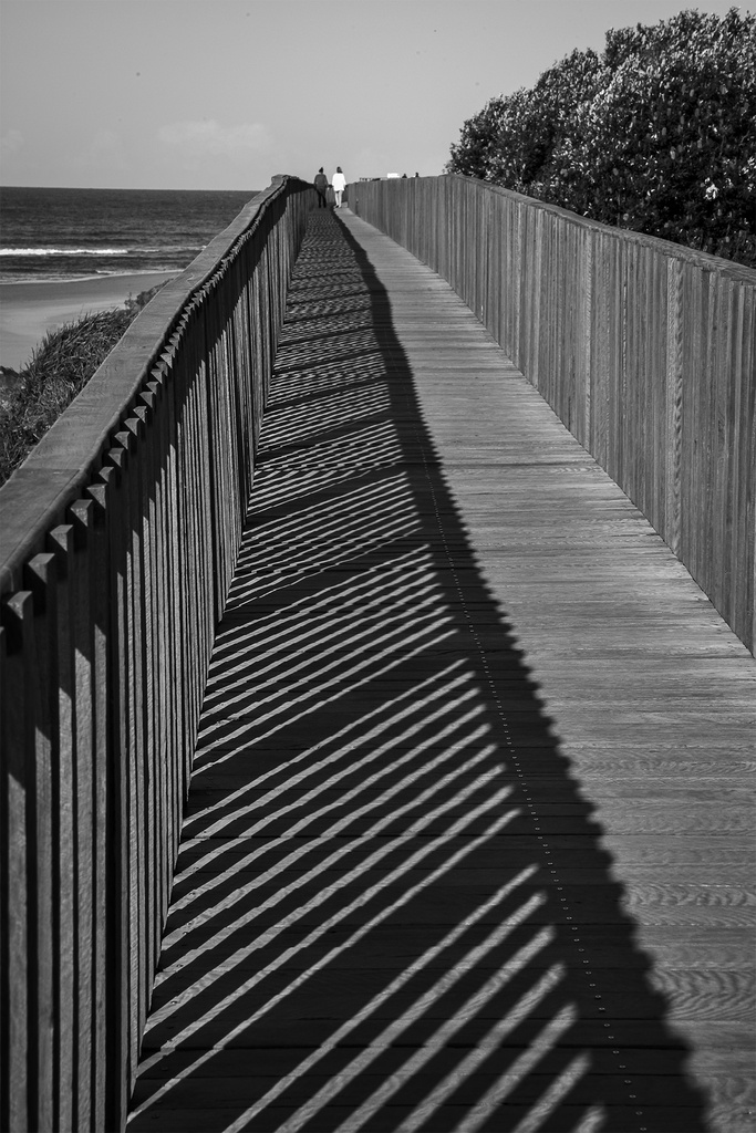Urunga boardwalk shadows by jeneurell