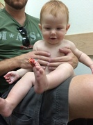 7th Jul 2014 - 9-month appointment today. 28 1/4 inches long, 17 lb 11 oz, but all I want is that band-aid. 