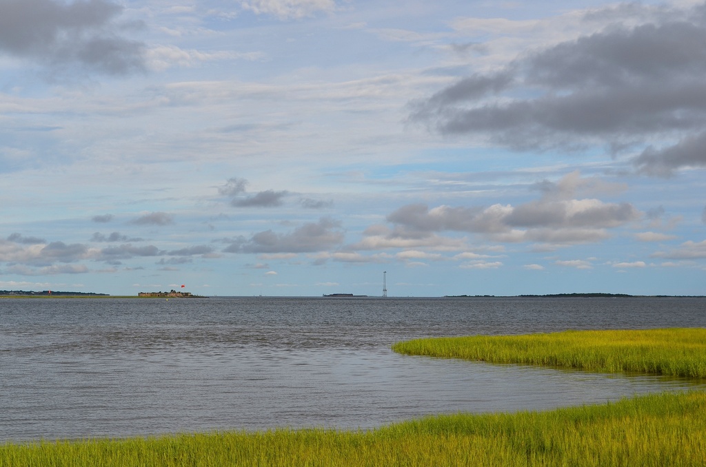 Charleston harbor looking out toward Ft. Sumter on a clear summer day by congaree