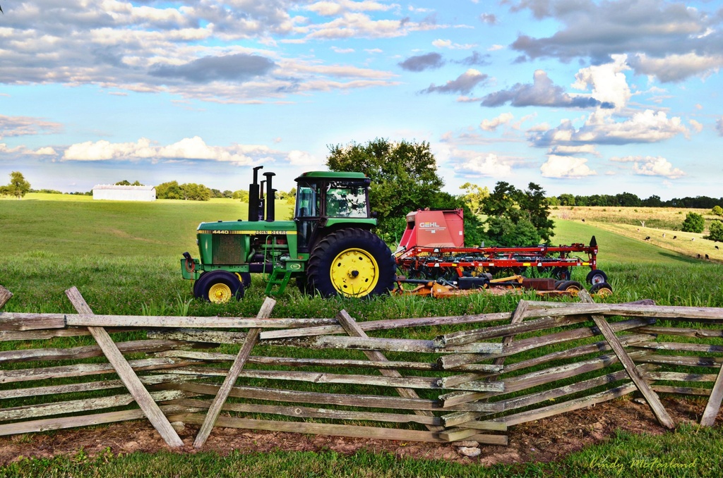 Tractor in the field by cindymc