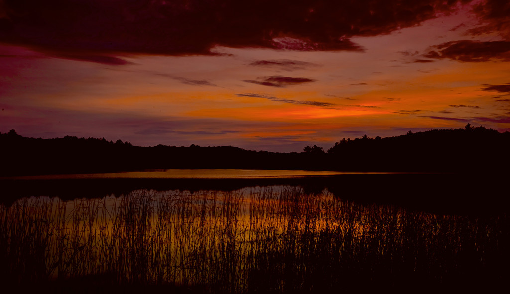 Sunset at Barney's Lake, Version One by jyokota