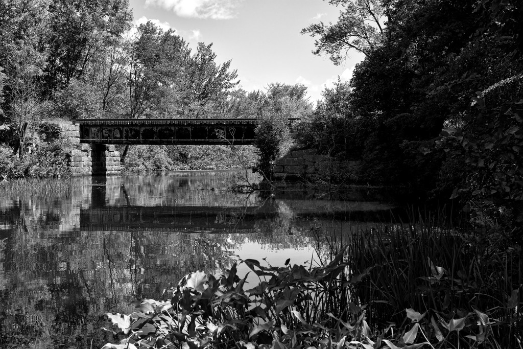 Railroad Bridge Over Whitin Pond by kannafoot