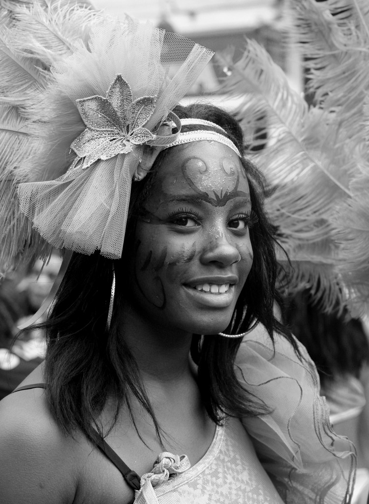 50 mono portraits at 50mm : No. 10 : Carnival Smile by phil_howcroft