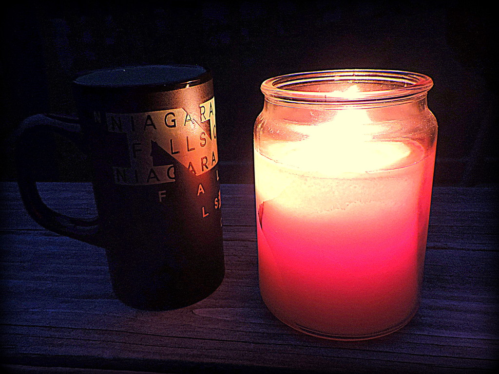 Coffee on by deck by candlelight! by homeschoolmom