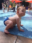 26th Sep 2014 - Hanging out at the splash pad & trying to see what her friend Leonardo is up to. 