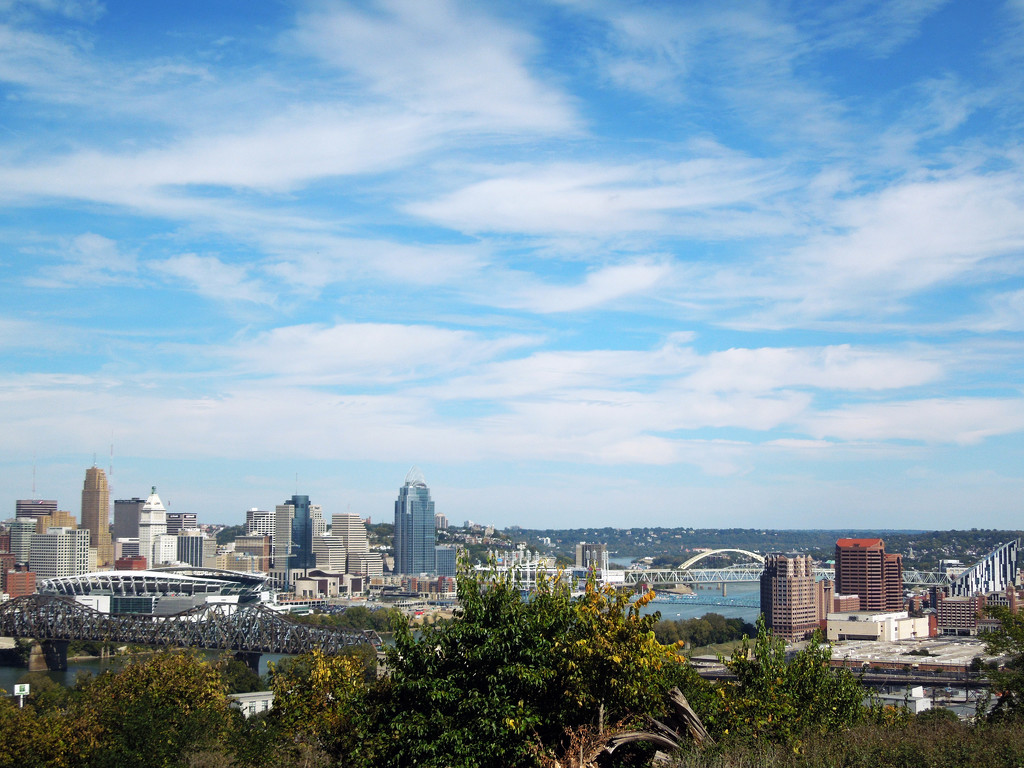 Cincinnati Skyline On A Beautiful Day by yogiw