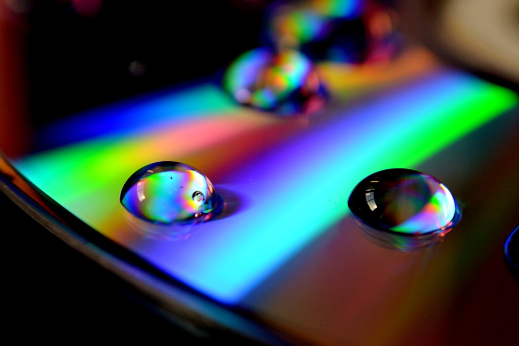 Sunlit coloured dvd droplets by dianeburns
