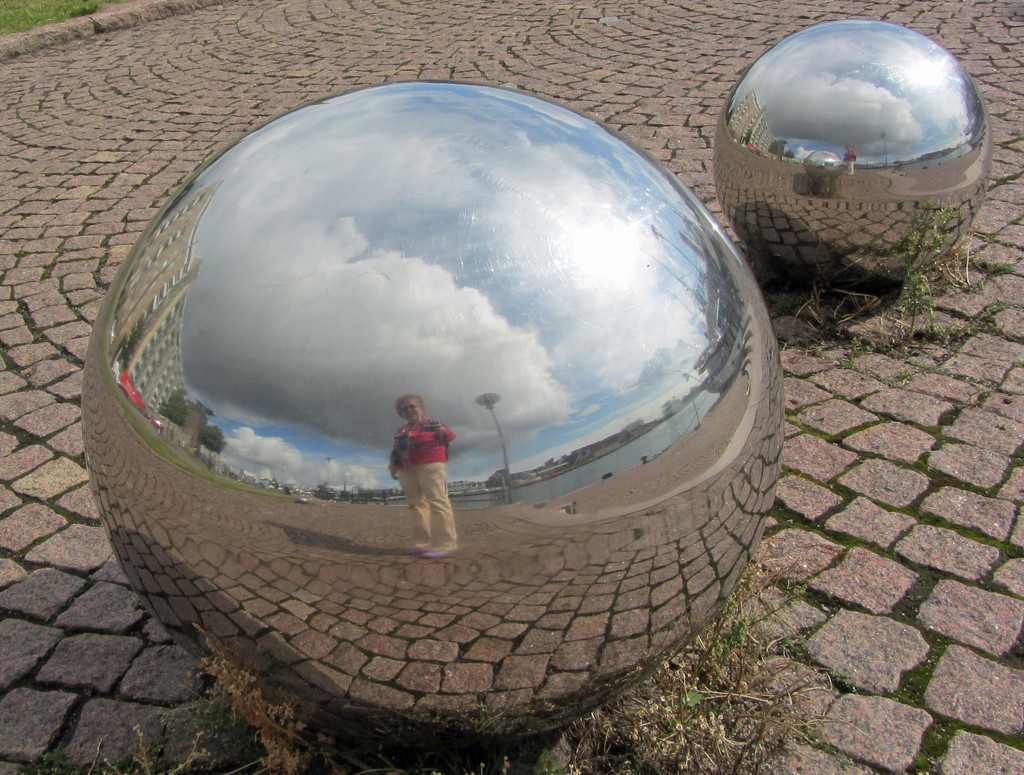 Double selfie in metal balls IMG_8215 by annelis