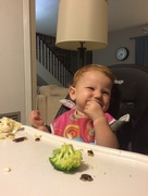 12th Oct 2014 - Laughing at the mention of finishing her broccoli