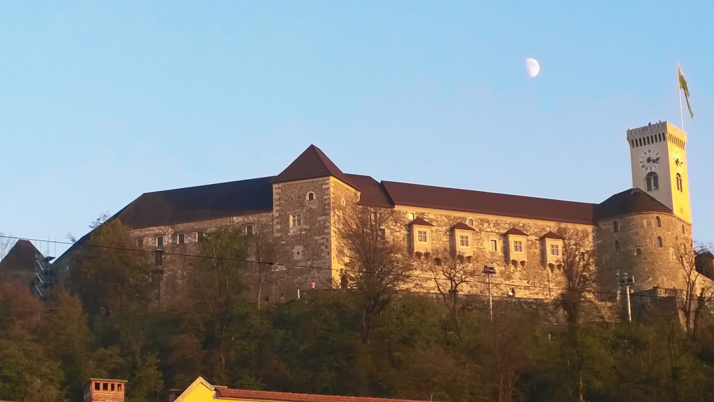 Ljubljana Castle and moon by petaqui
