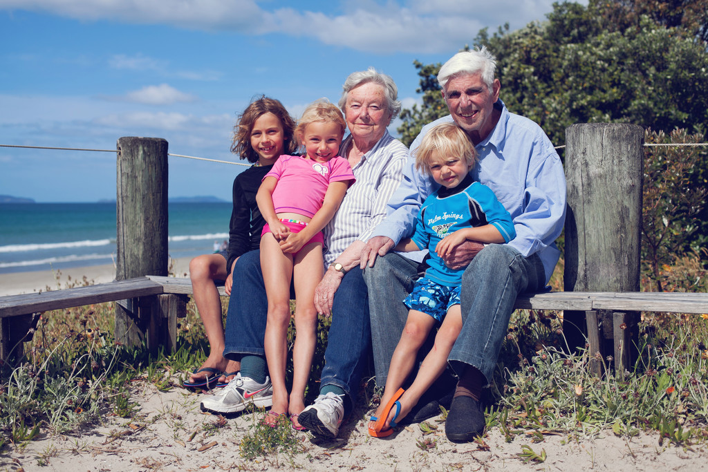 Down at the beach with Gran and Grandad by kiwichick