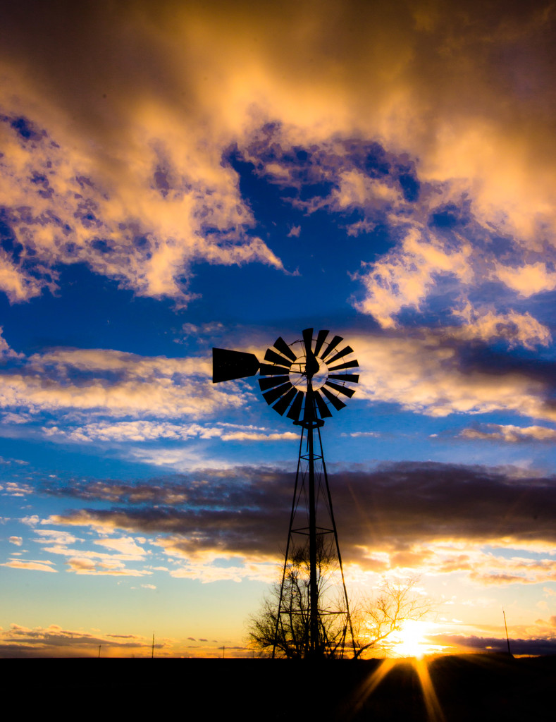 windmill sunset by aecasey