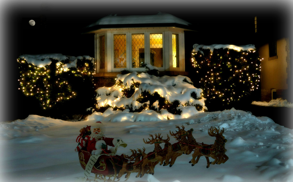 a miniature sleigh and eight reindeers by summerfield