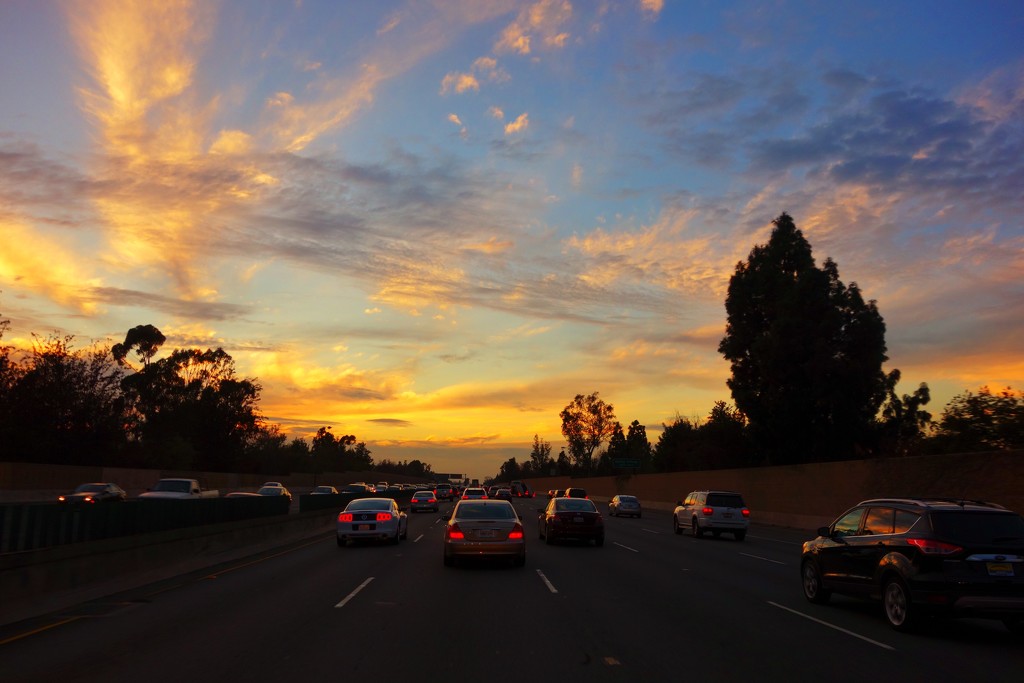 Sunset on the highway... by cocobella