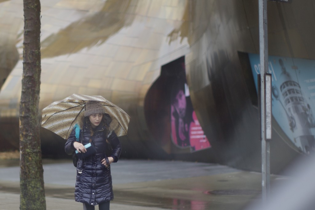 Another Rainy Sunday On 5th Avenue In Front Of The EMP. by seattle