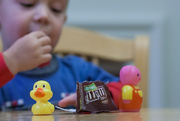 14th Dec 2014 - Ducky and Piggy Guarding the m&ms