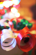 23rd Dec 2014 - Curled Christmas Ribbon with bokeh