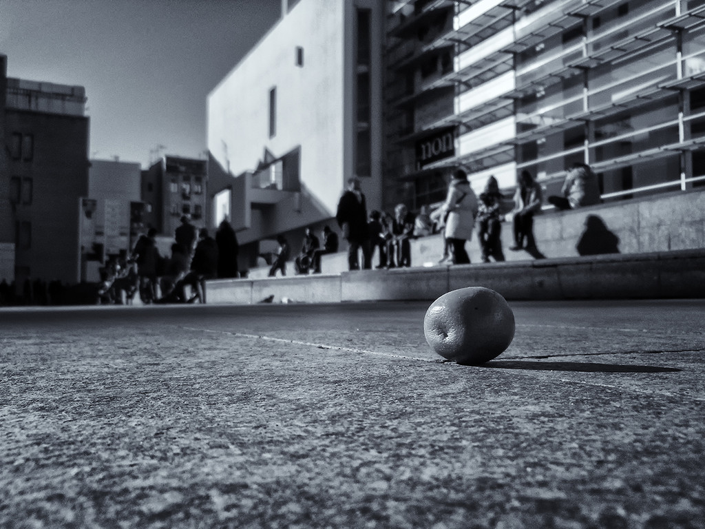 Lonely mandarine chasing contemporary art spaces by jborrases