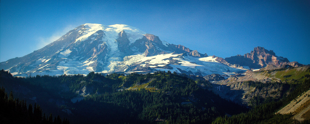 Mt Rainier from Stevens Canyon  by jankoos