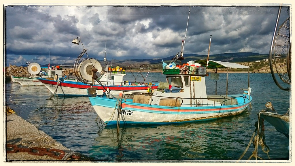 Fishing Boats In Agios Georgios Harbour Cyprus  by carolmw