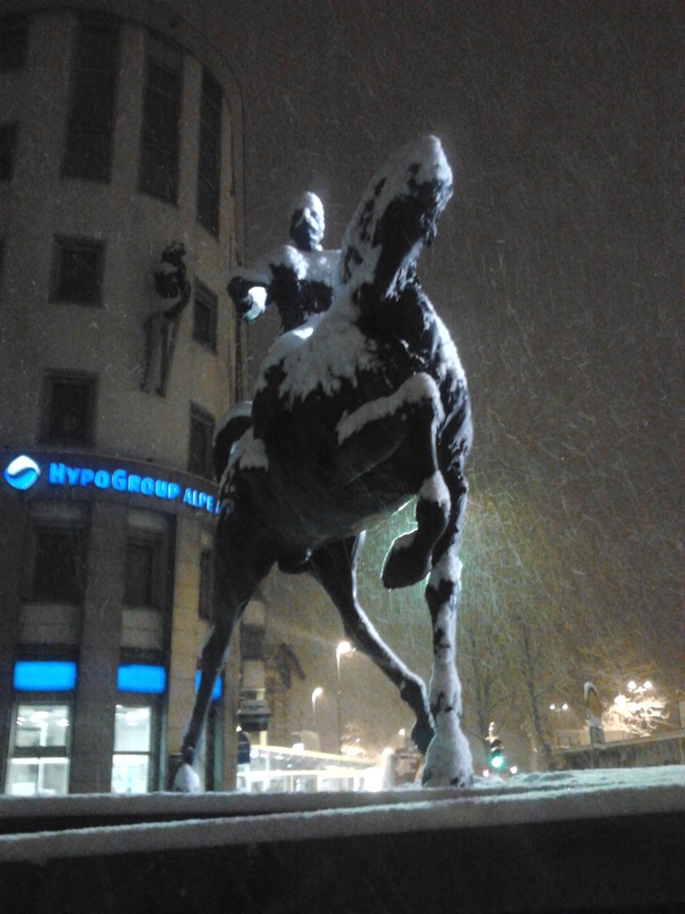 Rudolf and his mighty horse in the first big snow by zardz