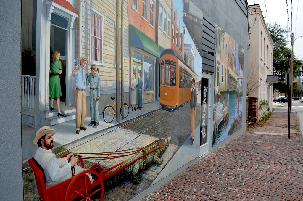 Odd mural, East Bay Street, Charleston, SC by congaree