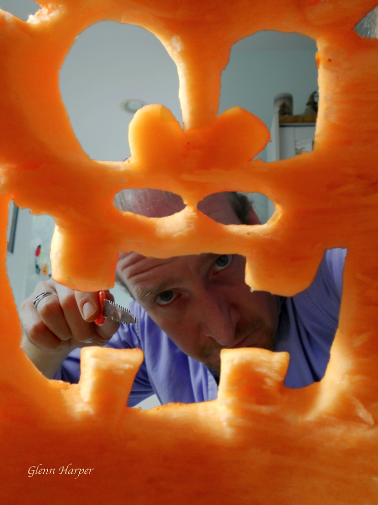 Self Portrait of the Pumpkin Carver by glennharper