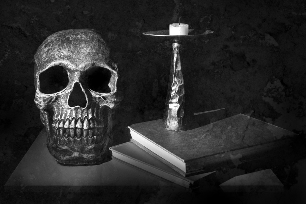 skull, book and candle by northy