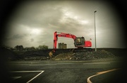 3rd Feb 2015 - Oranmore Castle framed by the jib of a digger.