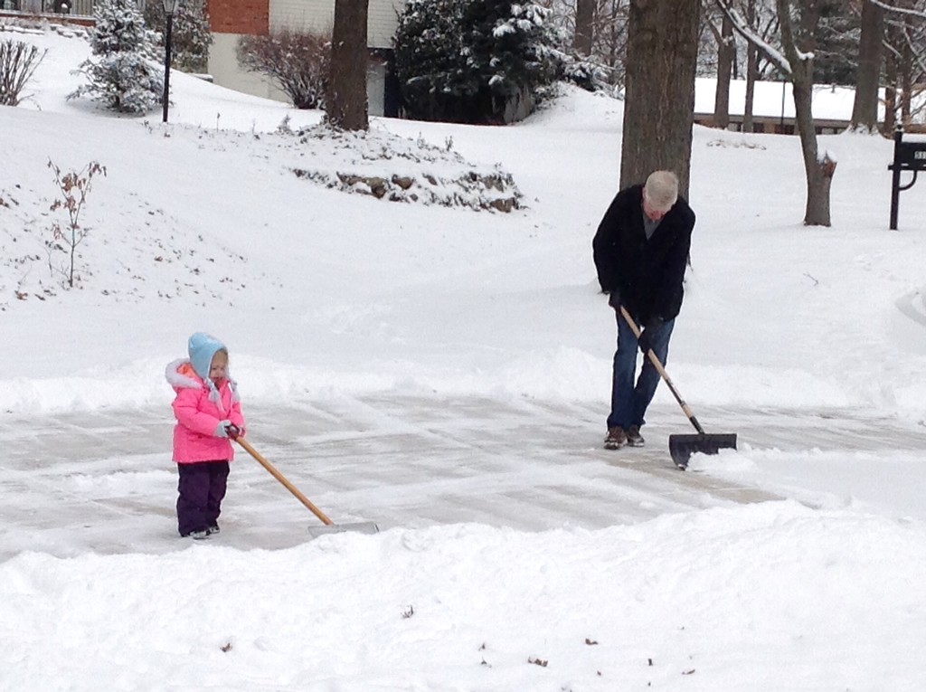 "Helping" Grandpa shovel the driveway by mdoelger