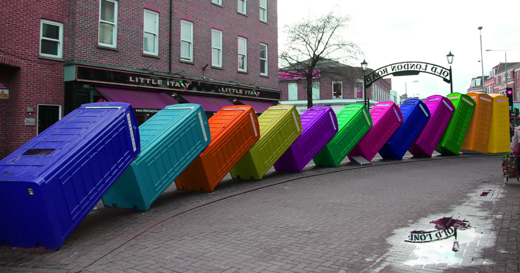 Rainbow Phone Boxes -  by bizziebeeme