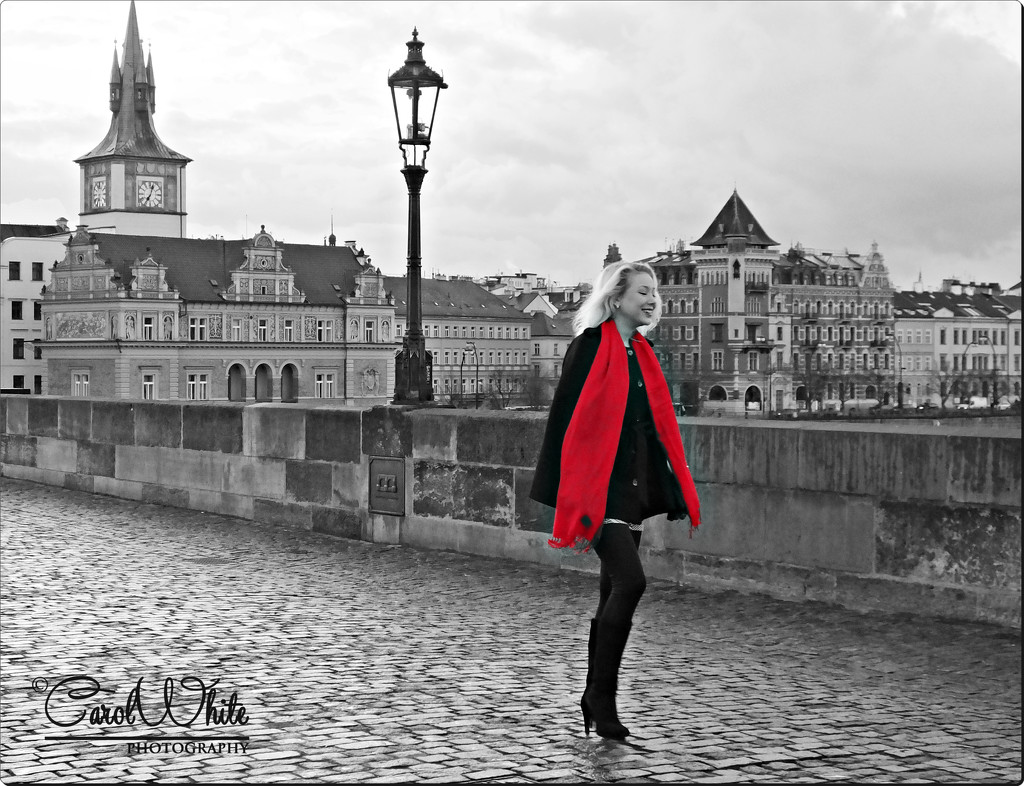 Girl With The Red Scarf (best viewed on black)  by carolmw