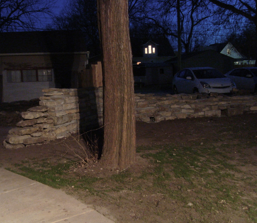Stone wall at night by mcsiegle