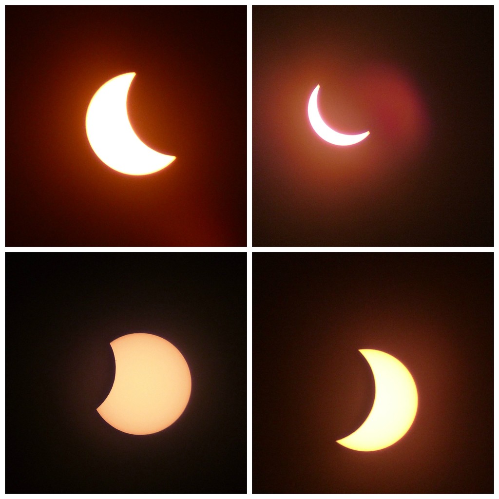 Solar Eclipse from Mid Wales (clockwise from top left) by susiemc