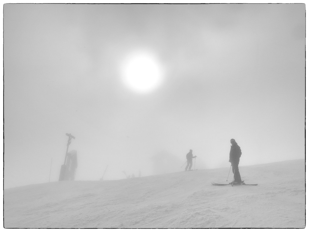 Skiing through the clouds by jamibann