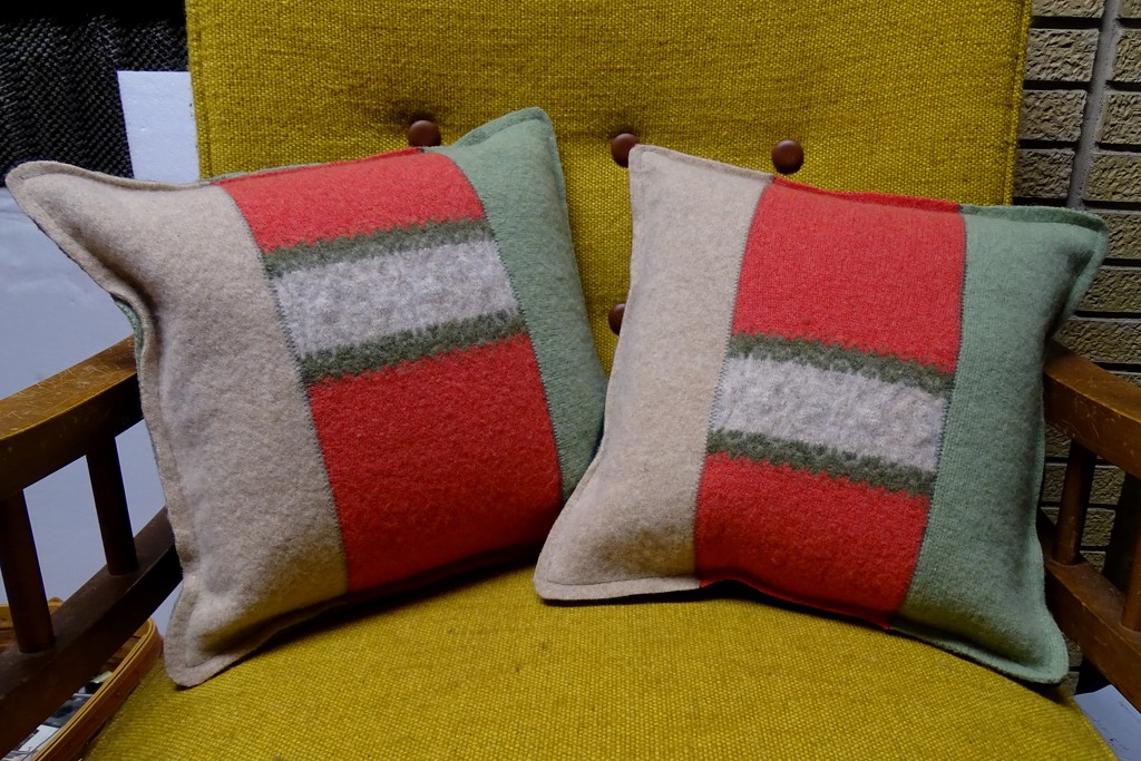 Sewing Project -- Felted Sweater Pillow Pair by annepann