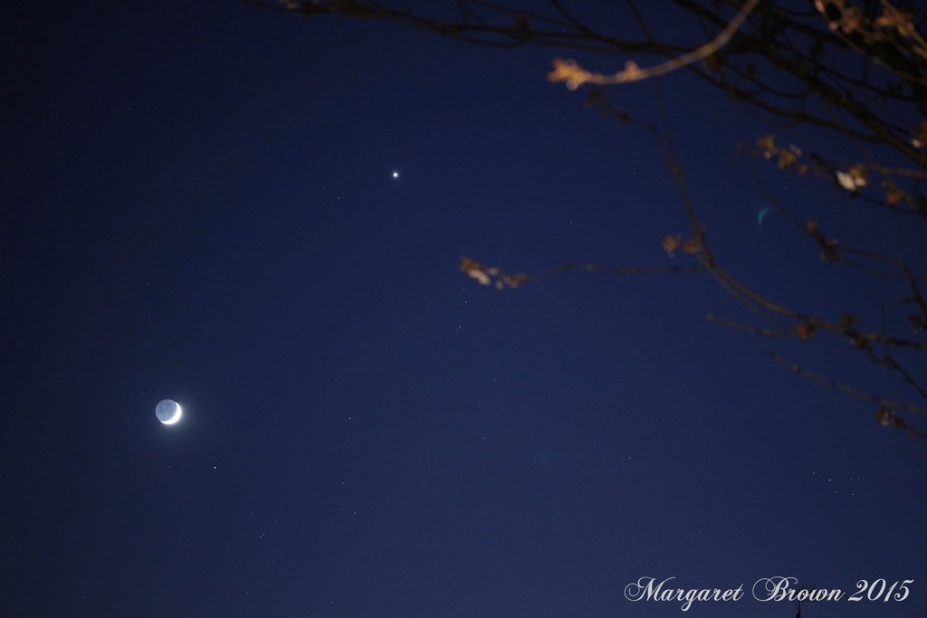 Earth Shine Crescent Moon and Venus by craftymeg
